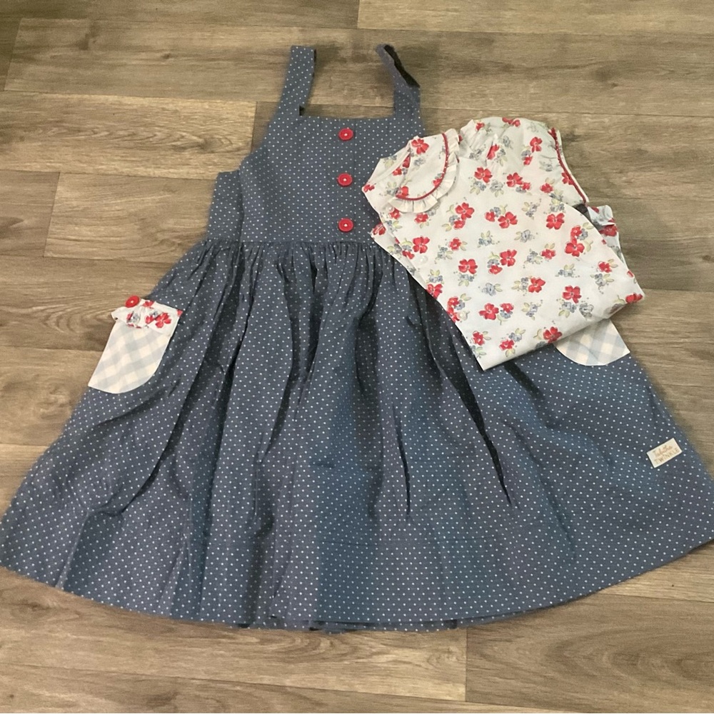 Kids Blue Polka Dot and Floral Matching Set